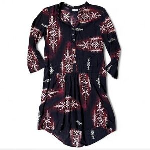 The Odells Anthropologie Aztec Drop Waist Midi Dress